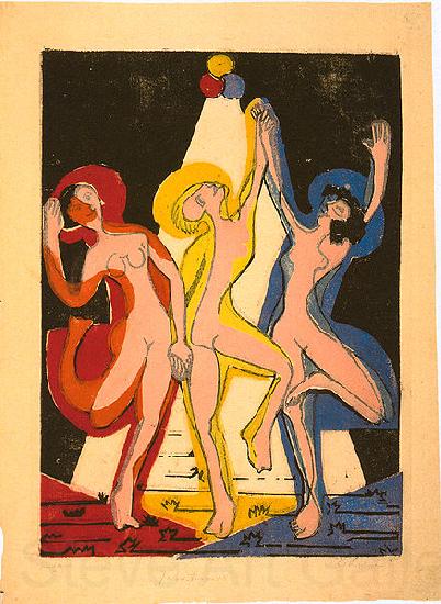 Ernst Ludwig Kirchner Colourful dance - Colour-woodcut